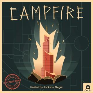 Campfire by Cabin